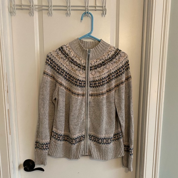 Tiara Sweaters - Tiara International Vintage Fair Isle Zip Up Sweater